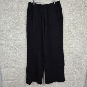 Pact Organic Cotton Wide Leg Sweatpants Women Medium Black Loungewear Minimalist